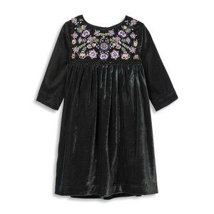 Peek Kids Girls Embroidered Velvet Dress 3T